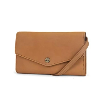 Image of Timberland Women&#039;s RFID Leather Wallet Phone Bag with Detachable Crossbody Strap, Wheat (Nubuck), One Size