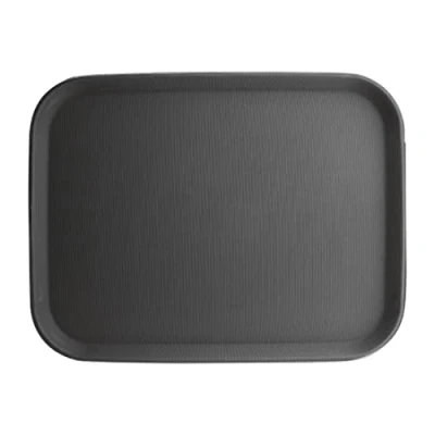 Image of Olympia Kristallon Polypropylene Plastic Non Slip Tray Rectangular 457(W) x 356(D)mm / 18 14 inch, Black, Resistant Textured Surface, Fast Food Canteen Tray, Stackable, C559