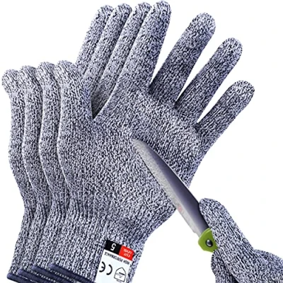 Image of THOMEN 4 PCS (M+L) Cut Resistant Gloves Level 5 Protection for Kitchen, Upgrade Safety Anti Cutting Meat Cutting, Wood Carving, Mandolin Slicing and More