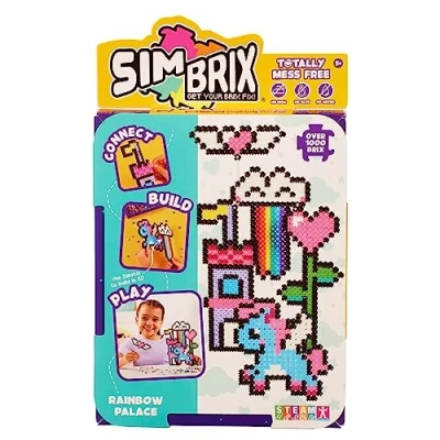 Image of Character Options 08001 Simbrix Starter Pack Rainbow Palace with 1000+ brix Creative Activity STEAM Arts and Crafts Kids’ Toys for Girls &amp; Boys Ages 5 up