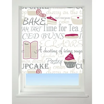 Image of UNIVERSAL Bake Off Patterned Thermal Blackout Roller Blind, Red, W180cm