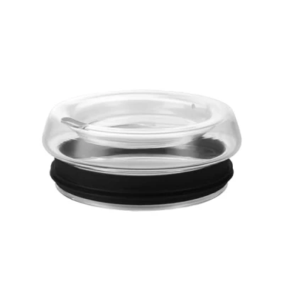 Image of ecoBrew All Glass Lid Replacement Double Wall Cups, Fits 16oz &amp; 12oz Travel Mugs (Black)