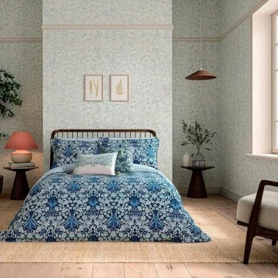 Image of Morris &amp; Co Hyacinth Duvet Cover Set Double Indigo