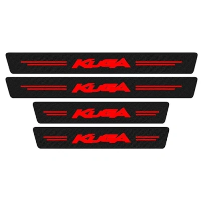Image of 4pcs Car Door Sill Protector Strips Carbon Fiber Threshold Protective Film Kick Plate Cover Sticker for Fo rd Kuga 1 2 3 Accessories,Red
