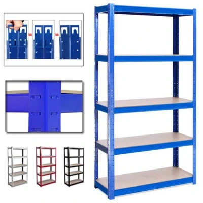 Image of 5 Tier Boltless Heavy Duty Commercial Industrial Garage Shed Storage Metal Shelving Unit Racking, 875KG Capacity(175kgs/Shelf), 150cm H 70cm W 30cm D Galvanised