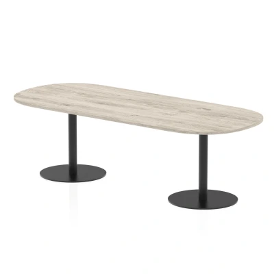 Image of Italia 2400mm Poseur Boardroom Table Grey Oak Top 720mm High Black Leg