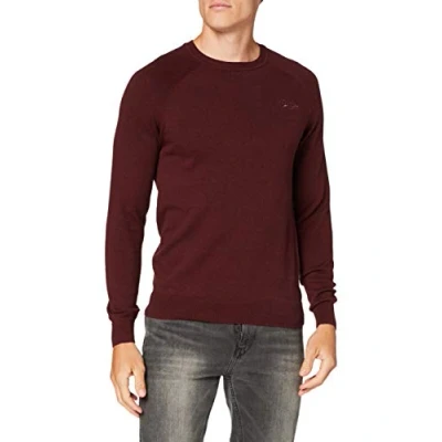 Image of Superdry Men&#039;s Orange Label Cotton Crew Jumper, Red (Buck Burgundy Grit Rio), S
