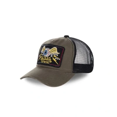 Image of Von Dutch Flying Eyeball Truck Men&#039;s Green Cap Brown One size