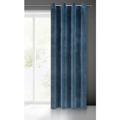 Image of Eurofirany VILLA Soft Plain Opaque Velvet Curtain with Eyelets 1 Unit, Fluffy Panel Drape Classic Glamour Elegant Living Room, Bedroom, 290 g/m2, W55 x L98, Sea Green