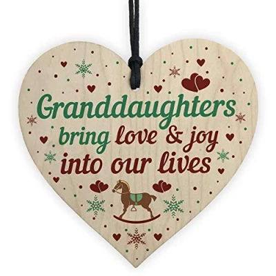 Image of RED OCEAN Granddaughter Ornament Bauble Wooden Heart Birthday Christmas Nan Grandad Plaque THANK YOU Keepsake