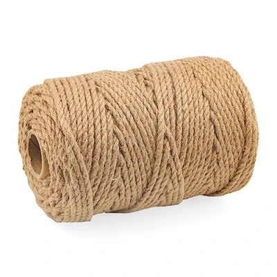 Image of ZEONHAK 5mm Natural Jute Rope, 100M/328FT Twisted Hemp Cord Manila Rope for Scratching Post, luggage twine,Craft