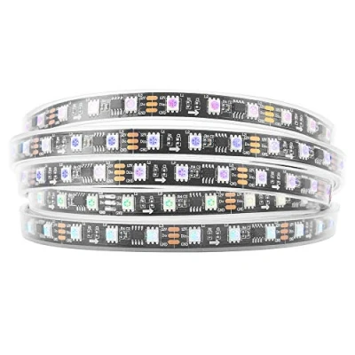 Image of BTF LIGHTING WS2811 IC=RGB IC Addressable Dream Color LED Strip 16.4FT 60LEDs/m 20Pixels/m 300LEDs 100pixels IP67 Waterproof Black PCB Flexible DC12V Chasing Effect for Bedroom Desk Home Decoration