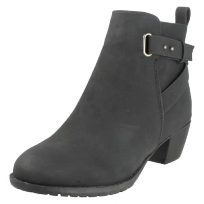 Image of Spot On Ladies Extra Wide Fit Zip Up Ankle Boots F51259 Black Synthetic UK Size 6 EU 39 US 8