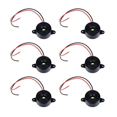 Image of SJUNJIE 6 Pcs Piezo Electronic Buzzer 12V Tone Active Alarm Sounder DC 3 24V with Wire Leads 110mm for Physics Circuits Continuous Sound