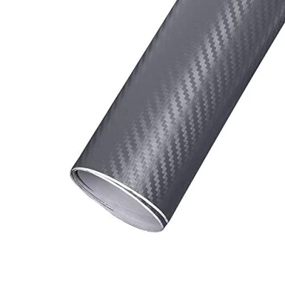 Image of EBILUN Carbon Fiber Vinyl Film High Gloss Car Wrap Roll Adhesive Sticker Decal Sheet, Dark Gray 127x30cm