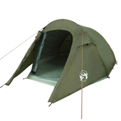 Image of vidaXL Camping Tent Tunnel 3 Person Olive Green Waterproof Easy Setup &amp; Portable with Detachable Rainfly and Ventilation