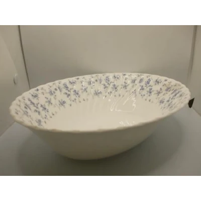Image of Wedgwood Windrush Spiral Oval Open Serving Bowl Width 26cm Made in England