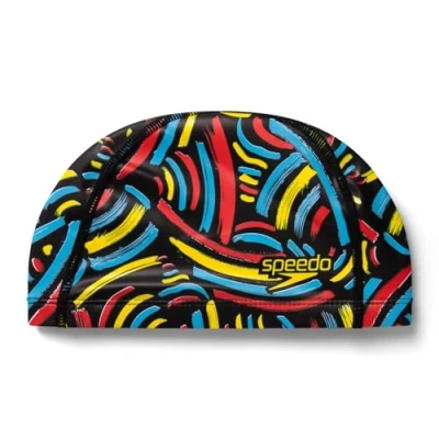 Image of Speedo Kids Junior Pace Cap Black/Red/Yellow One Size