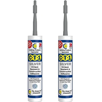 Image of CT1 Building Sealant &amp; Adhesive Snag Tube for Virtually Any Material (Silver Twin Pack) (CT1