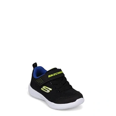 Image of Skechers Skech Stepz 2.0 Mini Wanderer Sneaker, Black Textile/Synthetic/Blue &amp; Lime Trim, 11 UK Child