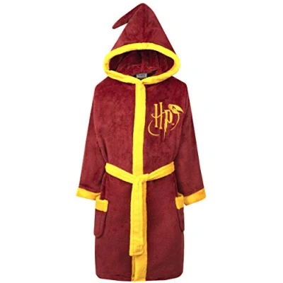 Image of Harry Potter Official Dressing Gown Ages 5 14 Available I Extra Soft Hooded Robe for Kids Long sleeve Red Merchandise