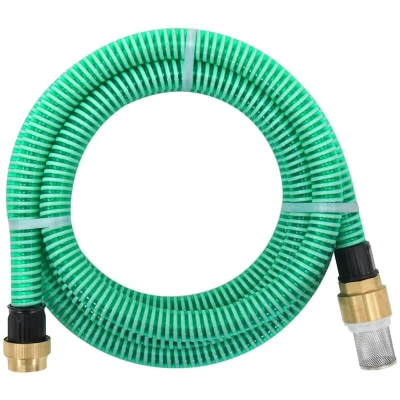 Image of vidaXL Suction Hose with Brass Connectors Green 1.1&quot; 15 m PVC