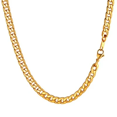 Image of PROSTEEL Men Chains 7mm Gold Plated Necklace 46CM Rock Jewelry Torques Choker for Man