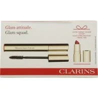 Image of Clarins Glam Attitude Gift Set 8ml Super Volume Mascara 01 Intense Black + 1.5g Joli Rouge Velvet Lipstick 742