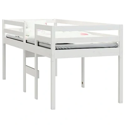 Image of vidaXL High Sleeper Bed Base Solid Pine Wood Space Saving, Secure and Functional Design Stylish White Finish, Perfect for Small Bedrooms 75x190 cm Single