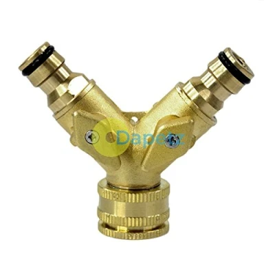 Image of Dapetz ® 2 Way Hose Connector Splitter, 3/4&quot; Brass Double Garden Tap Adapter, Strong Metal Y Valve Water Distributor for Outdoor Taps &amp; Hoses