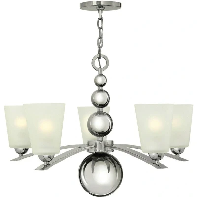 Image of Zelda 5 Light Multi Arm Chandelier Polished Nickel Finish, E27