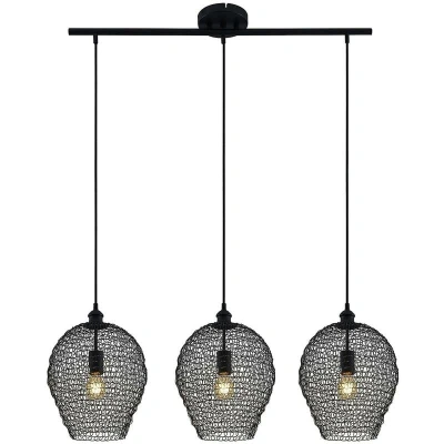 Image of Lindby Benja pendant lamp, three bulb, black
