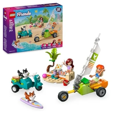 Image of LEGO Friends Surfing Dogs and Adventure Set, Building Toy for 6 Plus Year Old Girls, with 2 Mini Doll Characters Pet Corgi Animal Figures, Kids’ Creative Playset 42641