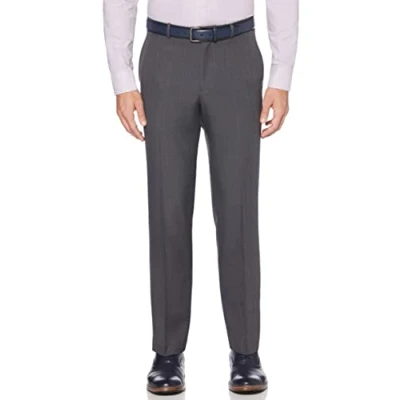 Image of Perry Ellis Men&#039;s Portfolio Performance, Modern Fit, Non Iron, Flat Front Stretch (Waist Size 30 42) Dress Pants, Charcoal Plaid, 36W x 29L