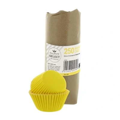 Image of Culpitt Select Yellow Baking Cases, Greaseproof Paper Cups, 50mm Cupcake Cases Extra Large Pack of 250