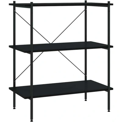 Image of vidaXL 3 Tier Shelving Unit Black 80x40x92 cm