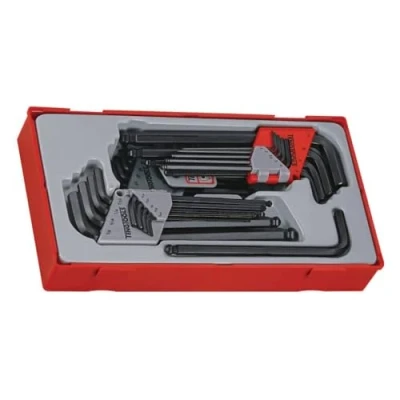 Image of Tengtools™ Sweden Combinable 3 in 1 Allen Key Set with Ball Heads, Metric and Inch Hex Sockets, Plus Internal Torx, 28 Pieces
