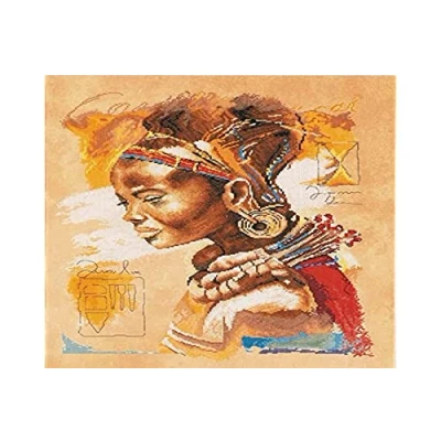Image of Lanarte Counted Cross Stitch Kit: African Woman, Cotton, NA, 39 x 49cm