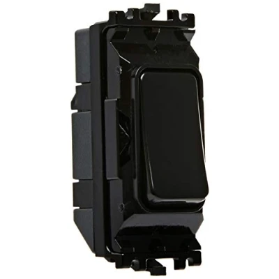 Image of MK Electric Grid Plus 10 Amp 2 Way SP Black Switch Module, K4882BLK, White