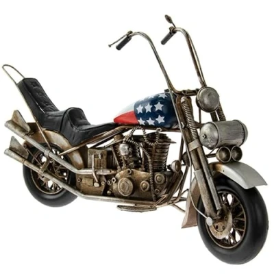 Image of Tamersgifts Metal TIn Vintage Collectible Models Classic Transport Cars Scooters Motorbikes Planes Trains Tractors (USA Motorbike Model)