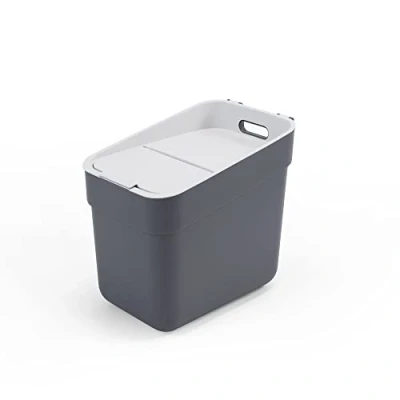 Image of Curver Ready to Collect 100% Recycled 20L Kitchen Accessories Recycling Lift Top Bin Dark Grey Light Lid