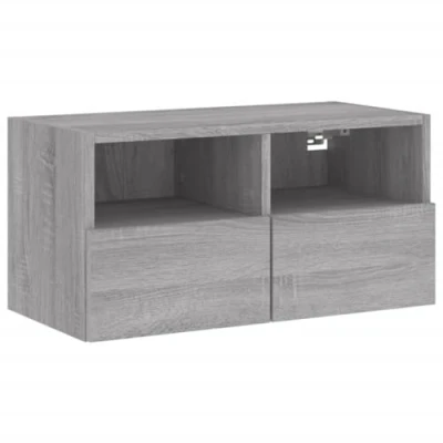 Image of vidaXL Engineered Wood TV Wall Cabinet in Grey Sonoma Modern Floating Unit with Ample Storage Space Mounted Design 60x30x30 cm