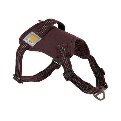 Image of Carhartt Nylon Duck No Pull Dog Harness, Fully Adjustable Harness with Quick Control Handle and Reflective Accents, Deep Wine, Medium