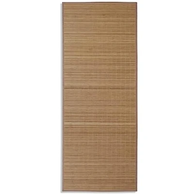 Image of vidaXL Rectangular Brown Bamboo Rug 80 x 200 cm Non Skid Backing, Easy to Clean, Modern Scandinavian Decor