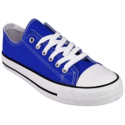 Image of Shop Online Womens Ladies Canvas Shoes Lace Up Casual Flat Sneaker Plimsoll Pumps Low Top Gym Sports Trainers Lightweight (7UK, Royal Blue)