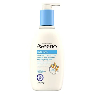 Image of Aveeno Dermexa Daily Emollient Cream (1x 300ml), Enriched with Triple Oat Complex and Ceramides, Soothing Relief from Dry, Itchy Skin Prone to Eczema