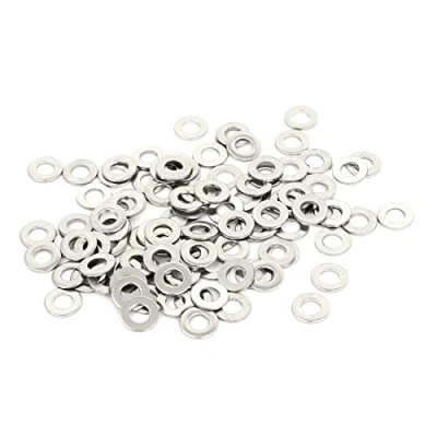 Image of sourcing map M3x6mmx0.5mm Stainless Steel Round Flat Washer for Bolt Screw 100Pcs