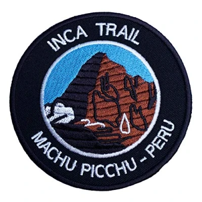 Image of Inca Trail Machu Picchu Peru Patch 9cm Embroidered Iron on Badge Mountaineering Climbing Applique Travel Souvenir DIY Bag Backpack T shirt Jacket Luggage