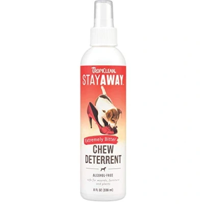 Image of TropiClean Dog Spray Grooming Supplies Chew Deterrent Extremely Bitter To Deter Dogs &amp; Puppies From Chewing Alcohol Free Safe Use On Wounds, Furniture Plants, Stay Away, 236ml
