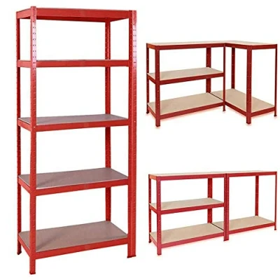 Image of EFAN 5 Tier Shelving Unit Garage Storage Shelves 180 x 90 40 cm Heavy Duty Racking Metal Shelf Boltless Assembly, (175KG Per Shelf), 875KG Capacity, For Workshop, Shed, Office, Red